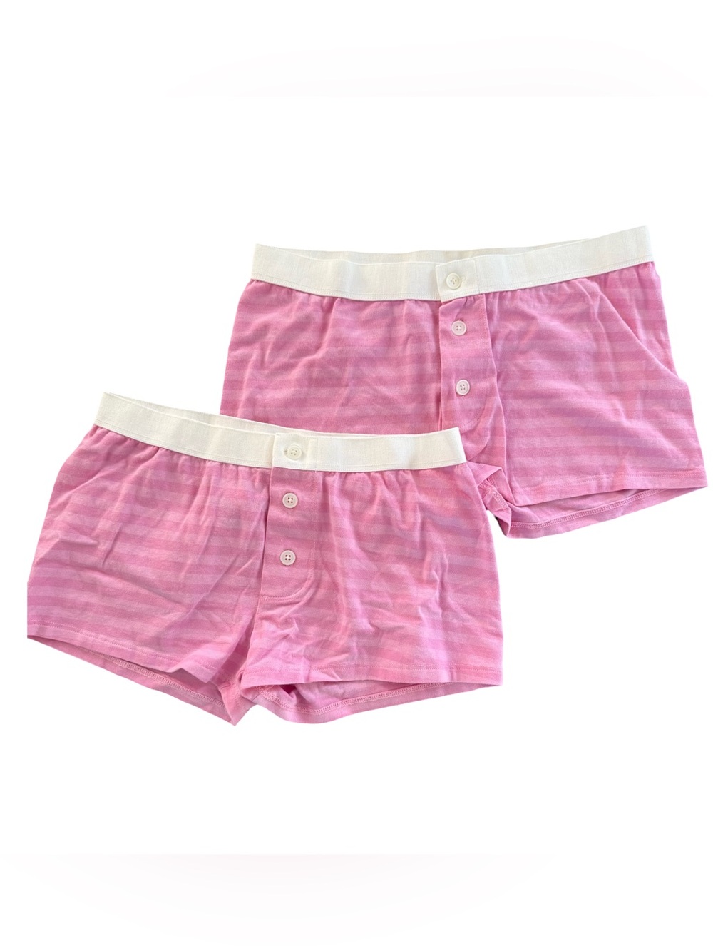 Brandy Melville Pink Bundle of 2 Striped Pajama Boyshorts NWT One Size - Picture 1 of 5